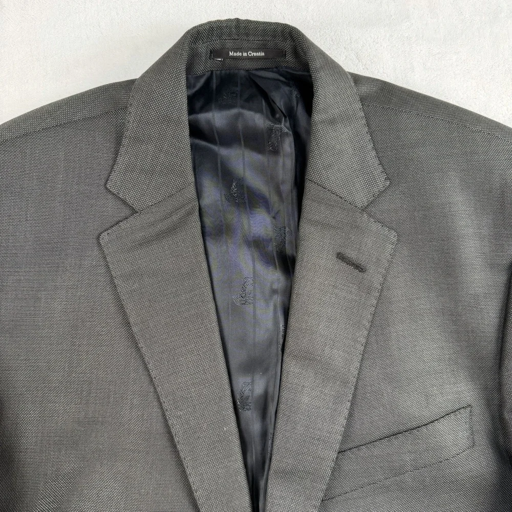 Versace Collection Silk Wool Blazer Men's 40L Birds Eye Medusa Lining Sport Coat